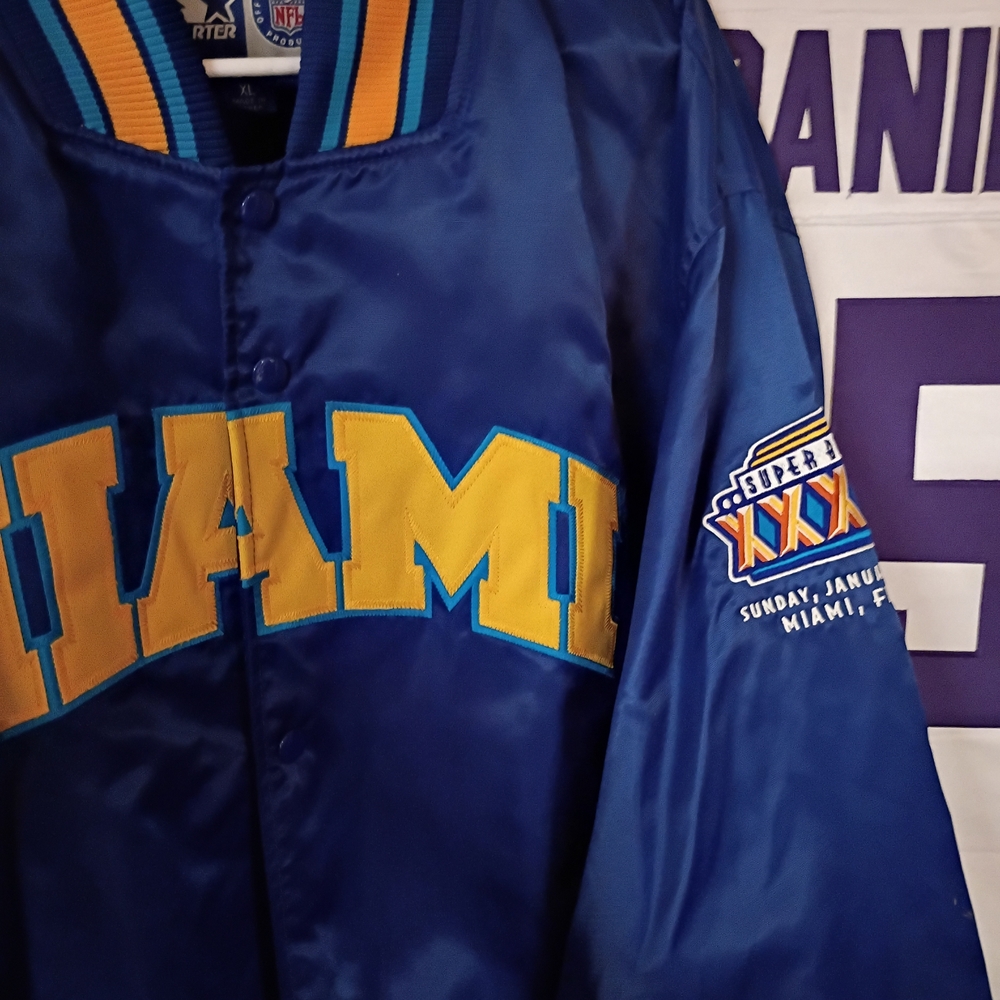 Men's Blue and Yellow Miami Starter Jacket Brand New